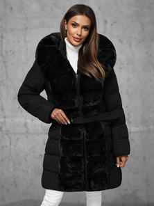 Női téli kabát fekete OZONEE JS/5M3158/392