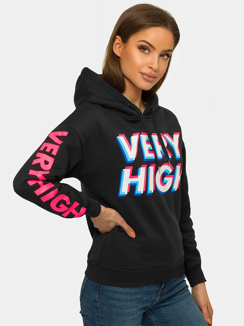 Női kapucnis pulóver Fekete OZONEE JS/B26012