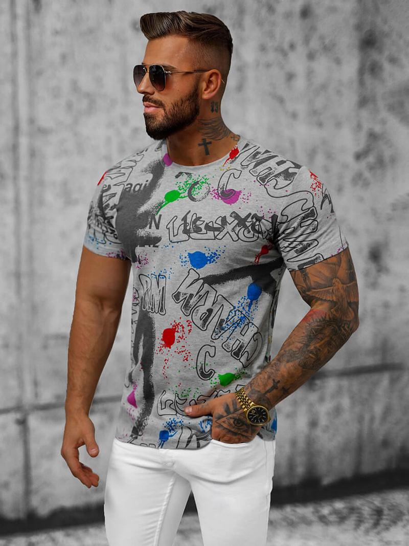 Férfi Póló Szürke OZONEE JS/8T967