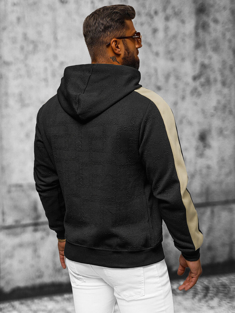 Férfi kapucnis felső fekete OZONEE JS/3B565