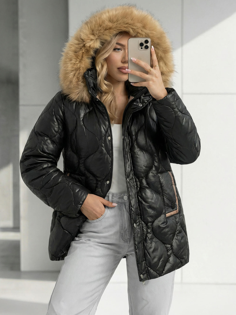 Női téli kabát fekete OZONEE O/5M3226/392Z