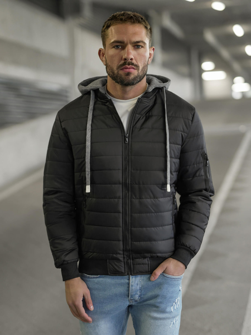 Férfi kabát fekete OZONEE JS/8M985/392Z