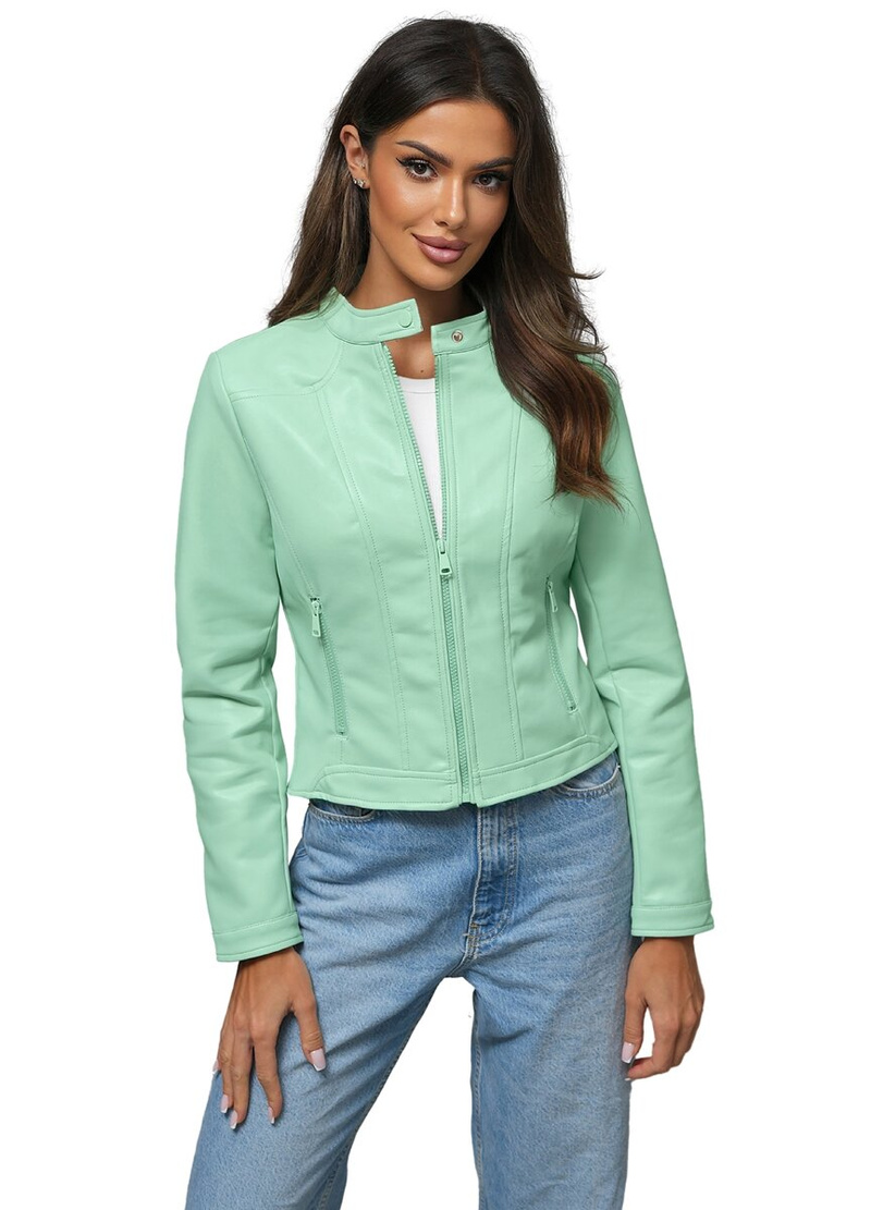 Női Bőrdzseki Mentol OZONEE JS/11Z8127