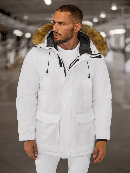 Férfi Steppelt Kabát Fehér OZONEE JS/5M779/281Z