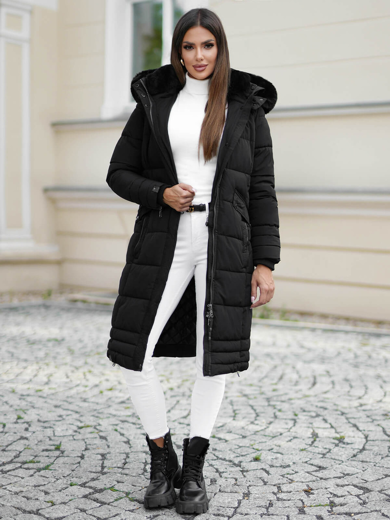 Női téli kabát fekete OZONEE O/W377Z