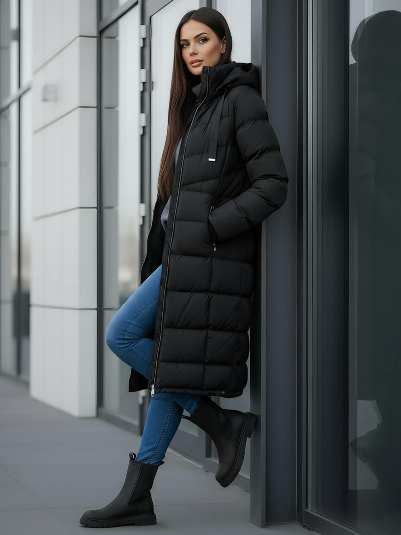 Női téli kabát fekete OZONEE JS/M736/392Z