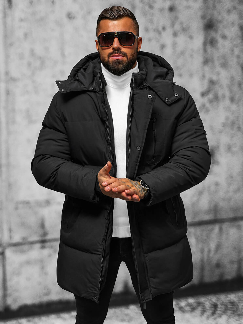 Férfi Steppelt Kabát Fekete OZONEE JS/5M3118/392