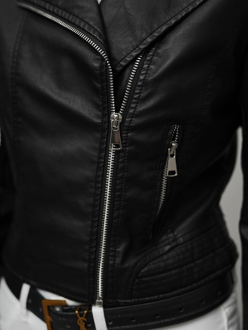 Női Bőrdzseki Fekete OZONEE JS/11Z8028Z