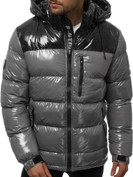 Férfi steppelt téli kabát szürke OZONEE N/6462