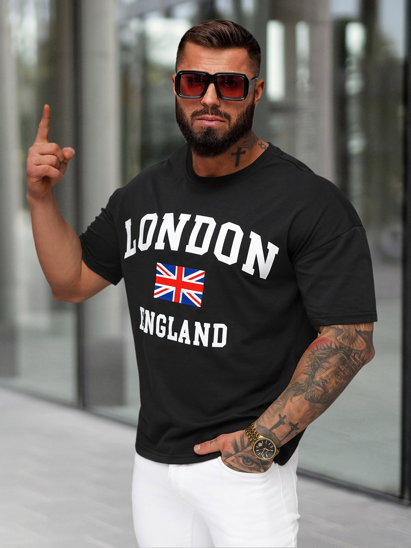 Férfi Póló Fekete OZONEE JS/8B1373/3