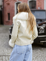 Női bőrdzseki ecru OZONEE JS/61M8507/280