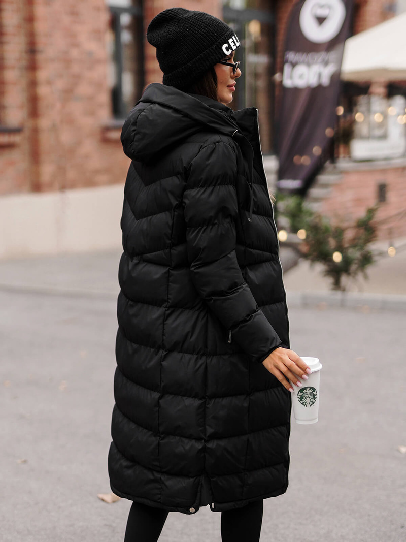 Női téli kabát fekete OZONEE JS/M736/392Z