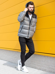 Férfi steppelt téli kabát szürke OZONEE N/6462