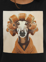 Női polo fekete-bézs OZONEE JS/YJ77726