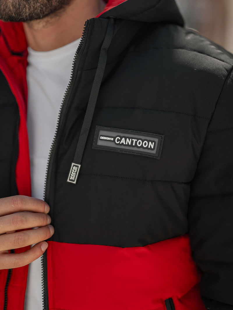 Férfi téli parka kabát fekete-piros OZONEE JS/31M5083/270