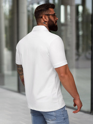 Férfi galléros póló fehér OZONEE NB/MT3122