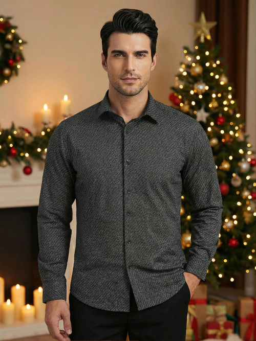 Férfi ing fekete OZONEE V/V184Z