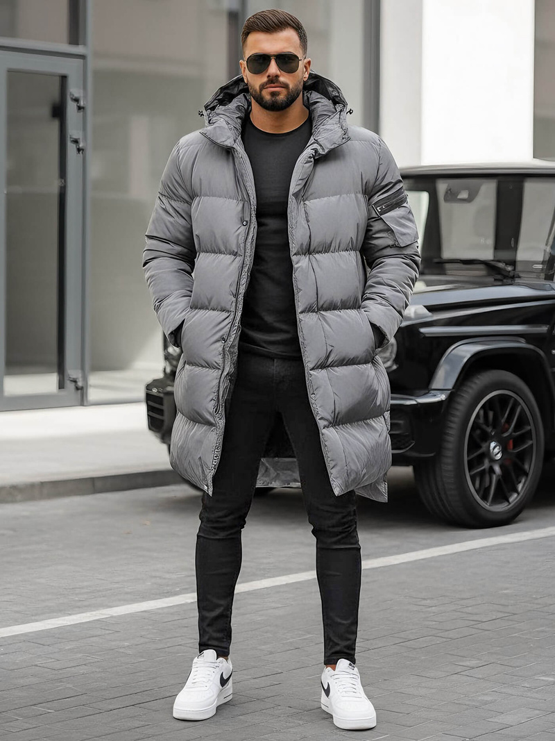 Férfi steppelt Kabát Szürke OZONEE O/M799Z