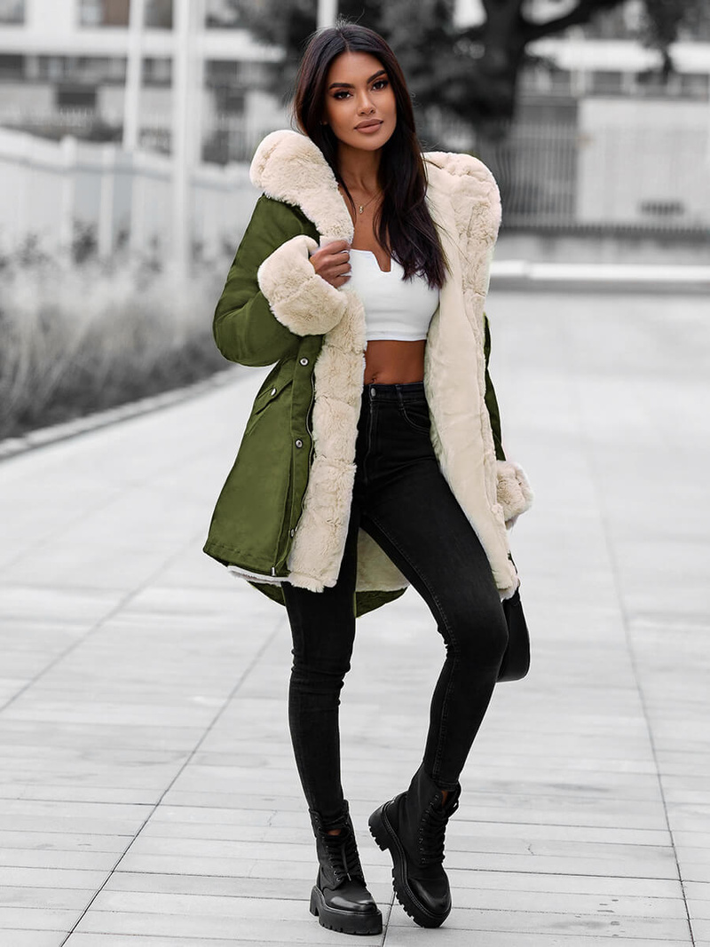 Női téli kabát zöld OZONEE JS/M763/136Z