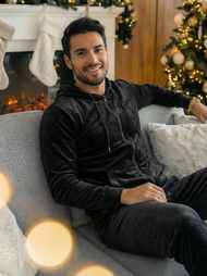 Férfi Melegítő Szett Velúr Fekete OZONEE JS/8C1169/3Z