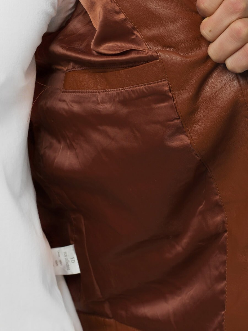 Férfi bőrdzseki camel OZONEE YD/BF59359Z