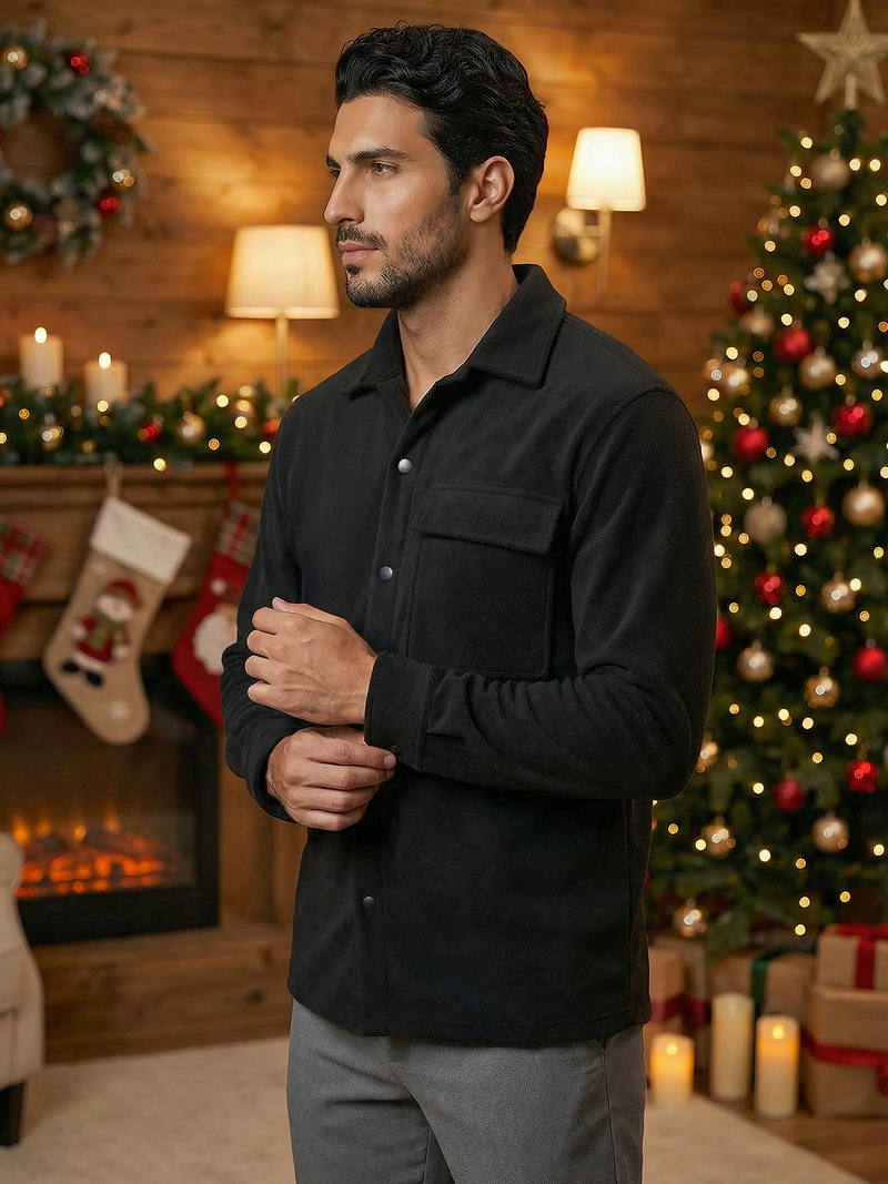 Férfi Ing Fekete OZONEE O/GOM23040Z