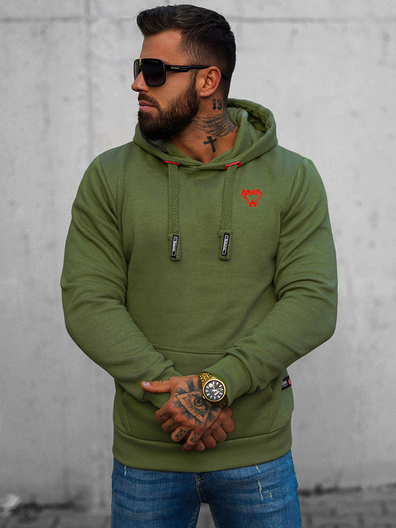 Férfi Kapucnis Pulóver Zöld OZONEE O/H1060