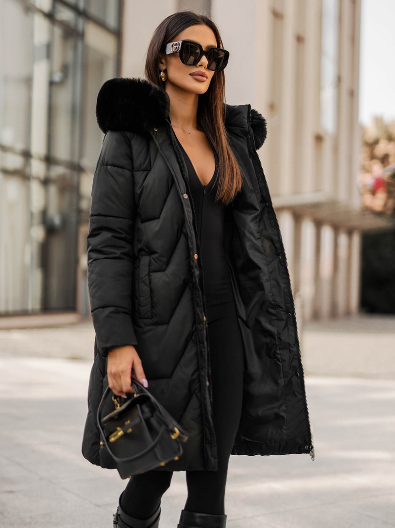 Női téli kabát fekete OZONEE JS/16M9202/392