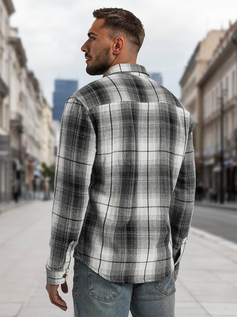 Férfi Ing fekete-fehér OZONEE NB/MC728N/4