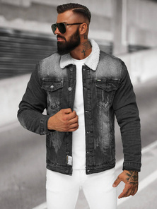 Férfi farmer dzseki SHERPA fekete OZONEE NB/MJ513N