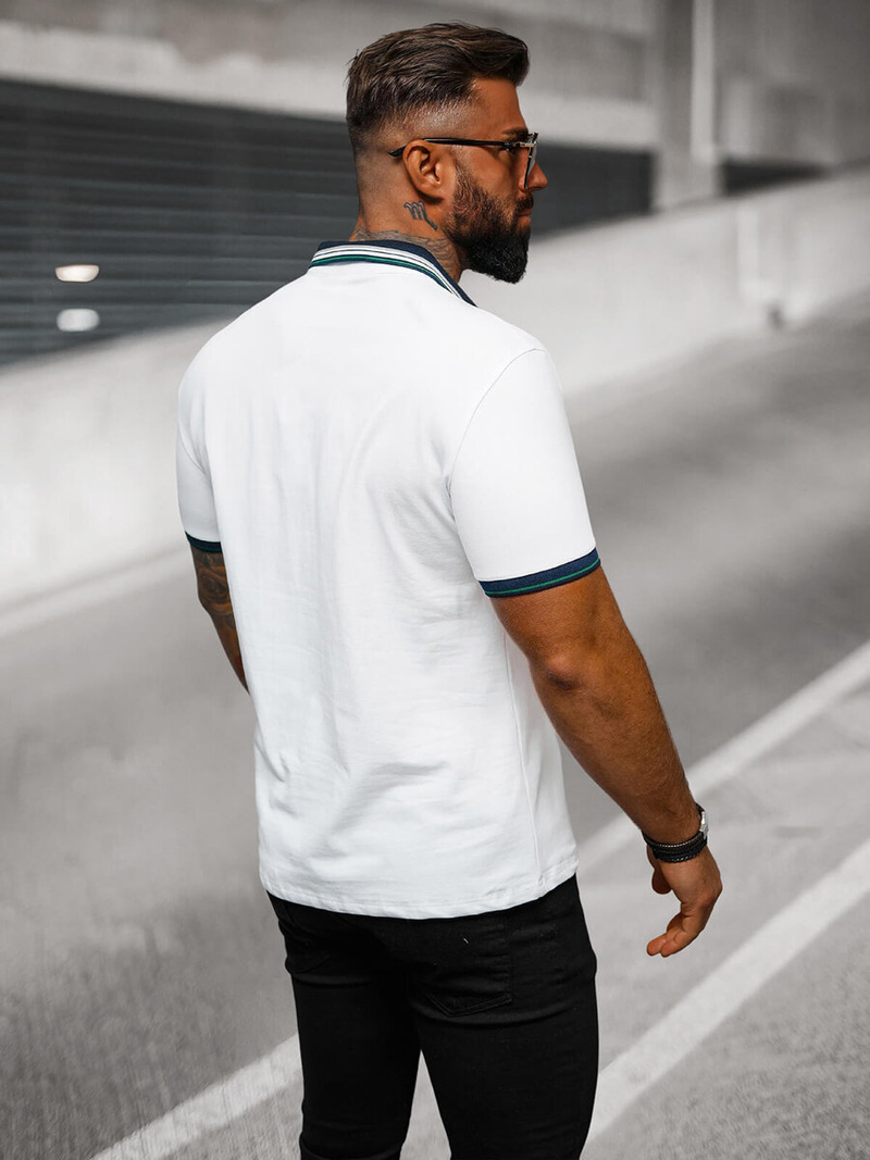 Férfi galléros póló fehér OZONEE O/DA729