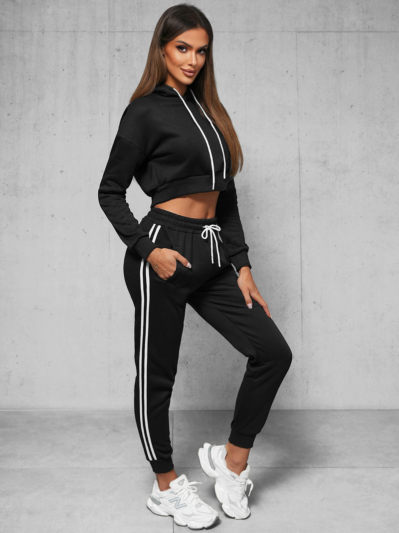 Kétrészes női tréning szett fekete OZONEE JS/8C67/3