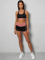 Kétrészes női tréning szett fekete-rózsaszín OZONEE O/XL011/54