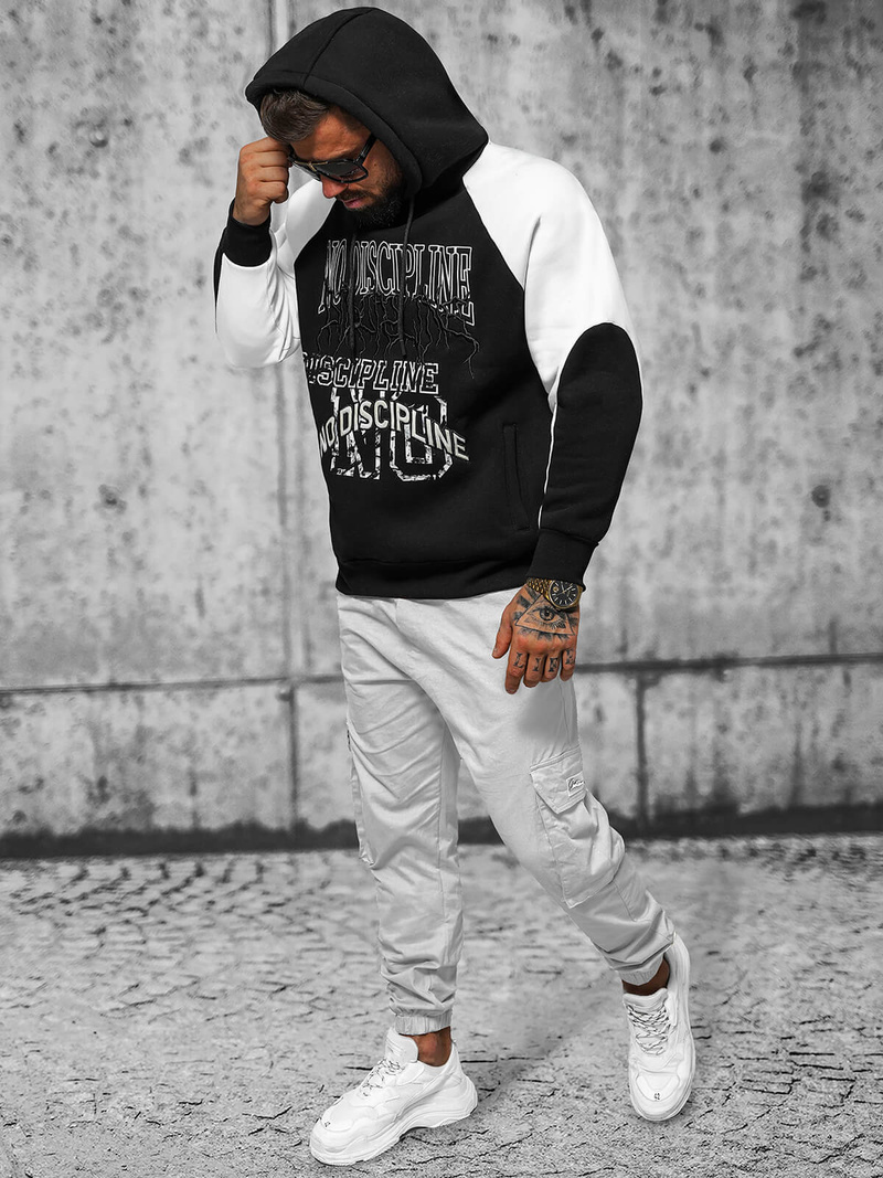 Kapucnis felső fekete OZONEE O/SWE23037