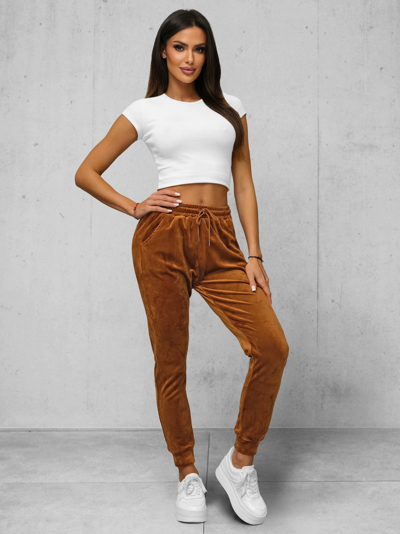 Női Velúr Melegítő Nadrág Barna OZONEE JS/8K1532/33