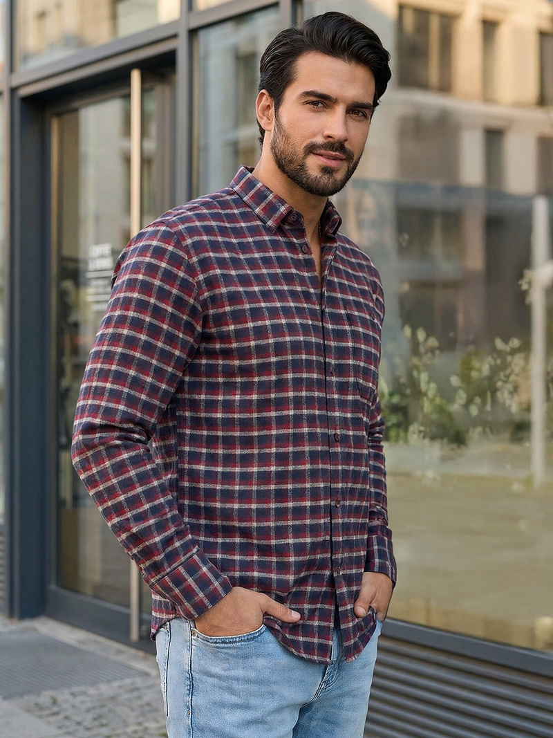 Férfi Ing Bordó OZONEE V/V176Z