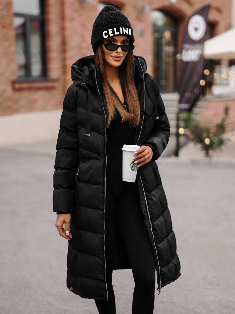 Női téli kabát fekete OZONEE JS/M736/392Z