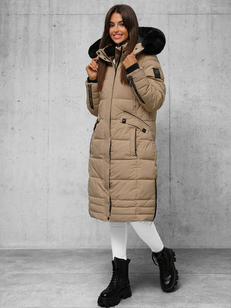 Női téli kabát sötét-bézs OZONEE O/W377