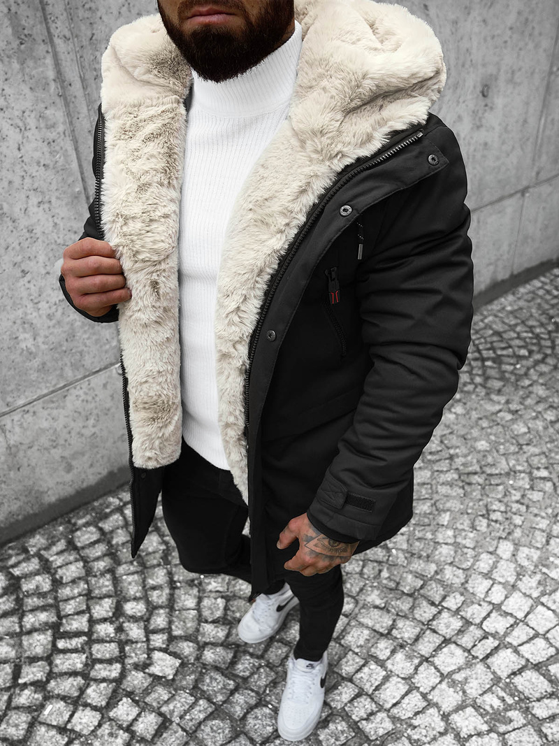 Férfi téli parka kabát fekete OZONEE JS/22M51/392