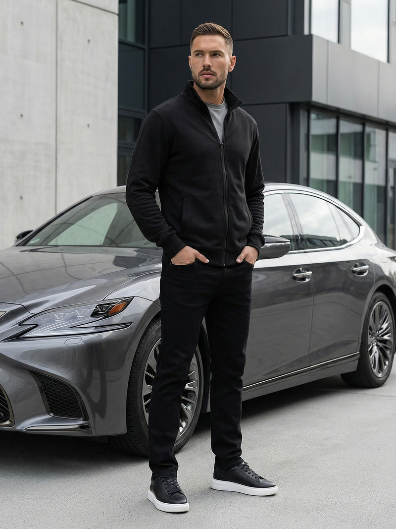 Férfi Pulóver Fekete OZONEE JS/2002Z