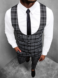 Férfi szett - mellény és chino nadrág Fekete OZONEE DJ/5601