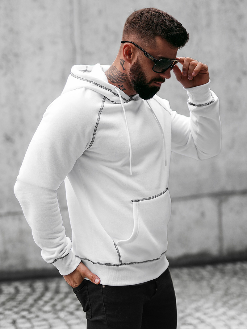 Férfi Kapucnis Pulóver Fehér OZONEE O/8B152/1