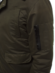 Férfi téli kabát sötét-zöld OZONEE JS/2019005