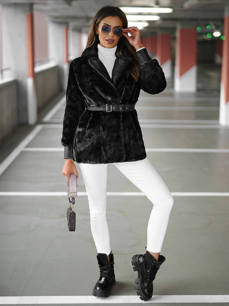 Női téli kabát fekete OZONEE JS/11Z8075Z