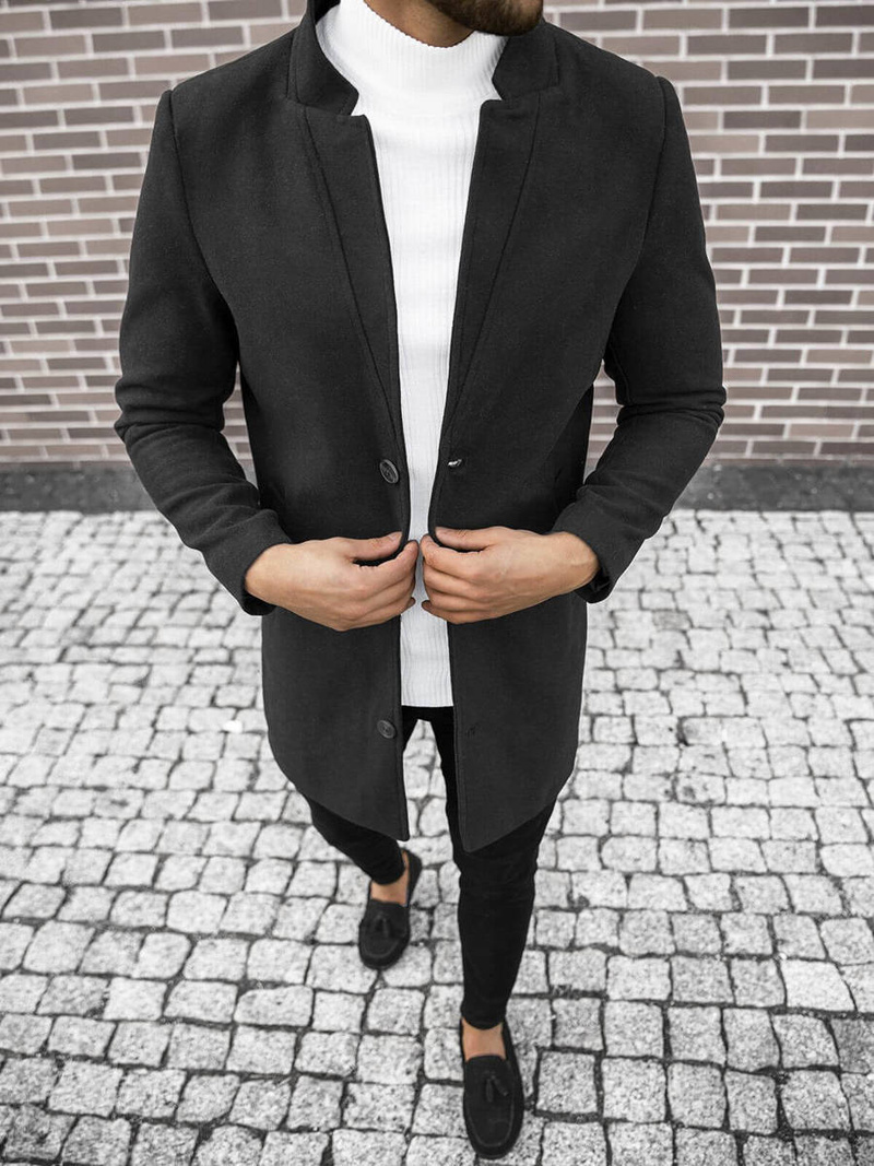 Férfi szövetkabát fekete OZONEE O/5628