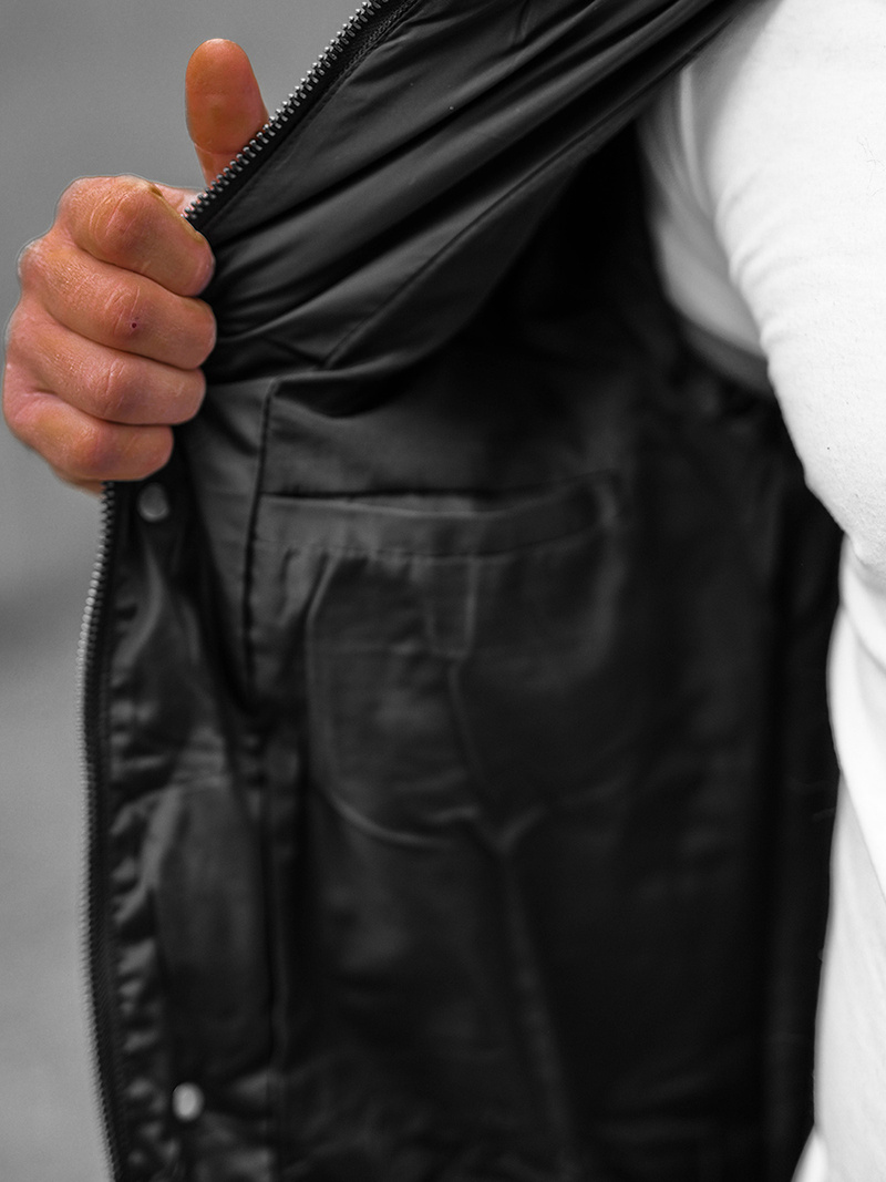 Férfi steppelt Kabát Fekete OZONEE O/M799