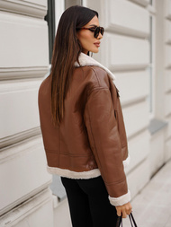 Női Bőrdzseki Barna OZONEE JS/11Z8176