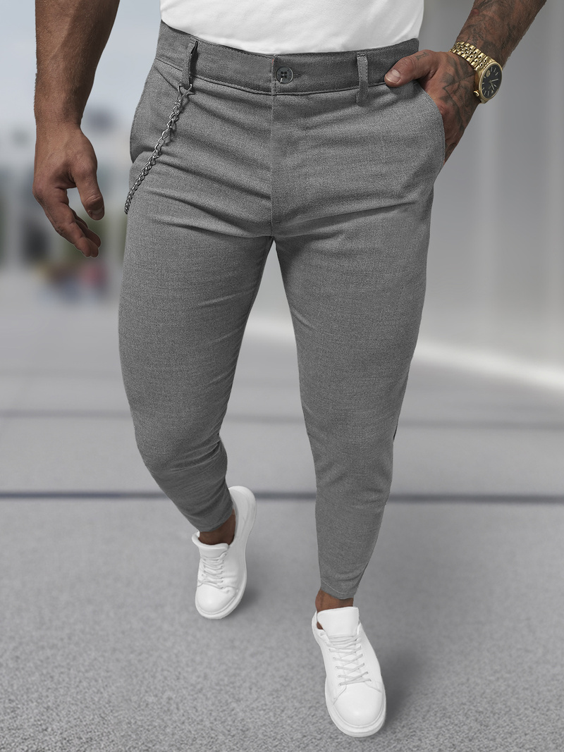 Férfi chino nadrág sötét-szürke OZONEE DJ/3300