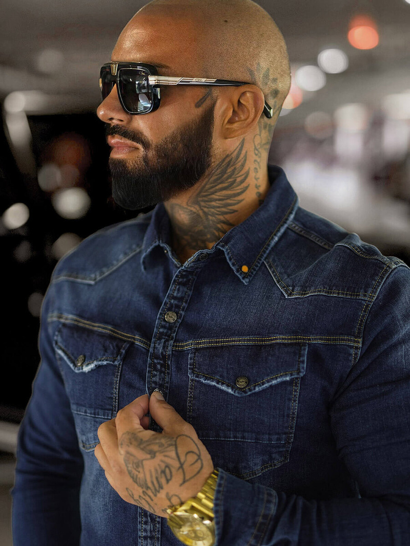 Férfi farmer ing kék OZONEE O/51412