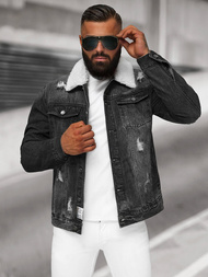 Férfi farmer dzseki SHERPA fekete OZONEE NB/MJ502NZ